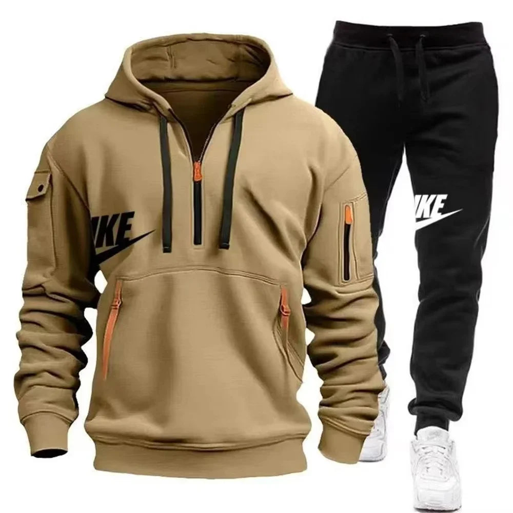 2026 New men's autumn and winter suit zipper hoodie + trousers suit casual men's sportswear