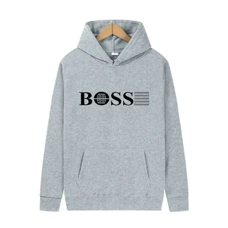 Boss Men’s Hooded Sweatshirt for Outdoor Sports & Jogging – Casual Streetwear, Spring Wear