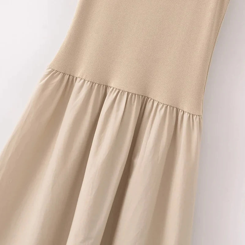 Women’s Khaki Sleeveless Long Dress Casual Party Spring 2025 Y2K Vestidos