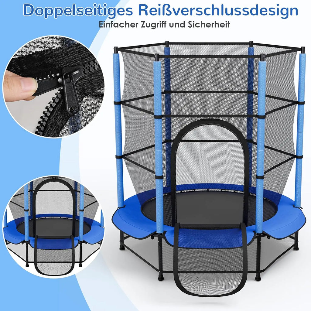 Trampoline for Children, Ø 140cm Mini Toddler Trampoline with Safety Net,Built-in Zipper, Round Trampoline Indoor and Outdoor - trendingshoping.com