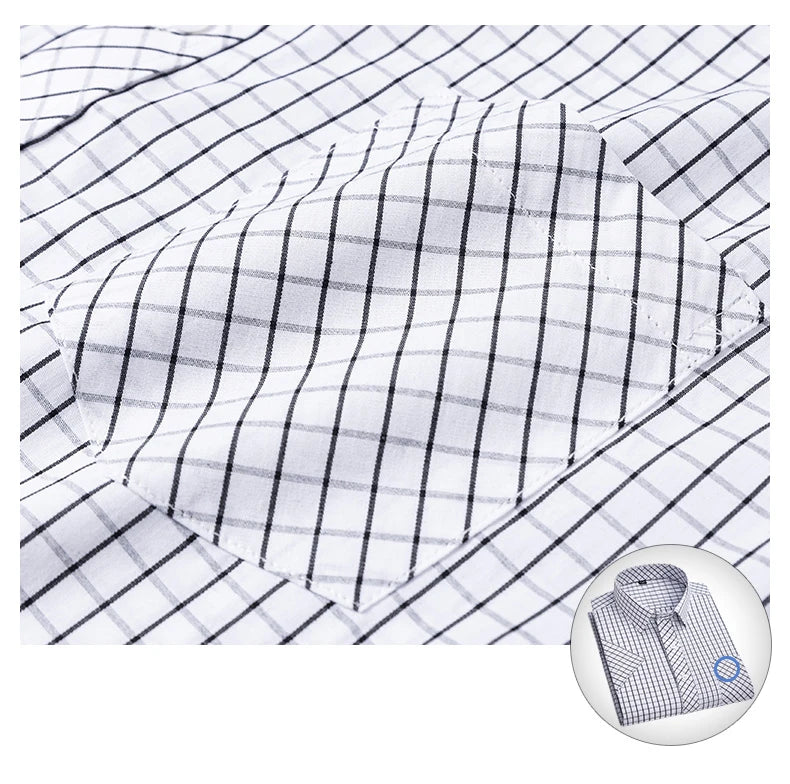 Men's Casual Cotton Plaid Shirt – Short Sleeve Summer Shirt, Elegant Business & Smart Dress Shirt, England Fashion Top