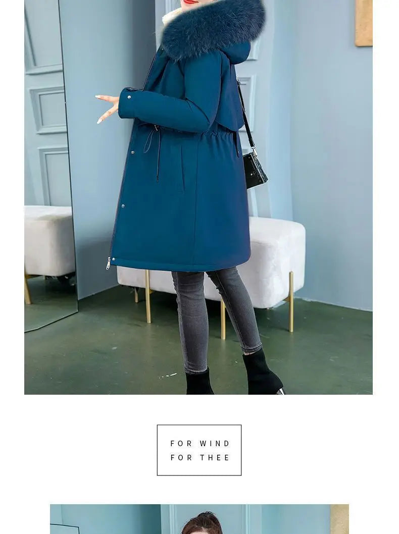 2023 Oversized 6XL Female Parka Winter New Loose Wool Liner Jacket Women's Thick Hooded Coat Ladies Warm Padded Long Snow Parkas - trendingshoping.com