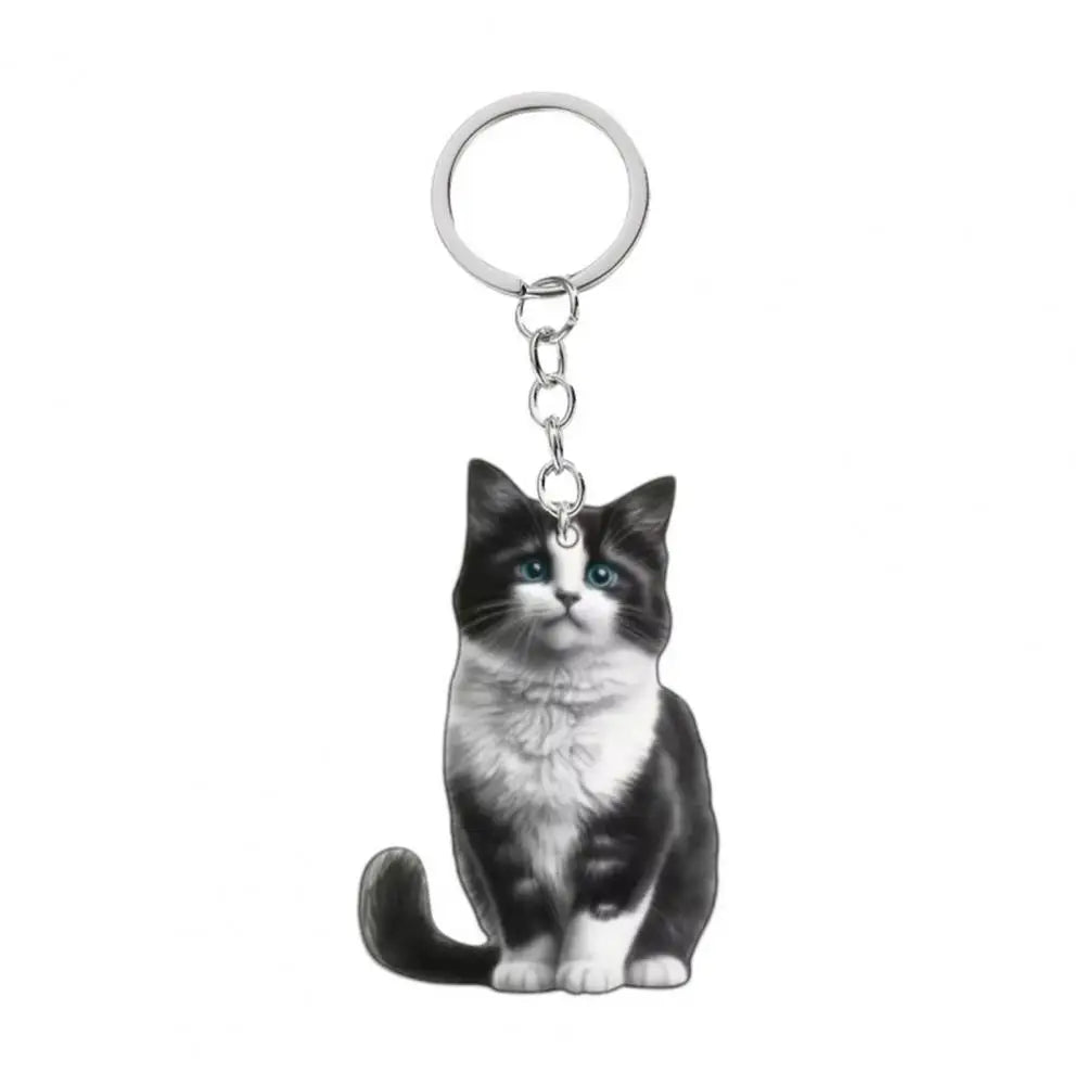 Cat Accessory for Car Keychain Double Acrylic Pet Hanging Decoration Mirror Wind