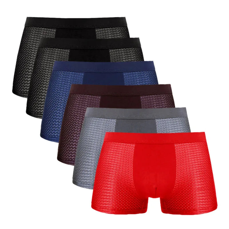 6PCS/Lot 8XL Mesh Mens Underwear Boxers Men Boxer Underwear men Boxers for Men Underwear Boxer Shorts Men Boxers Men Pantis