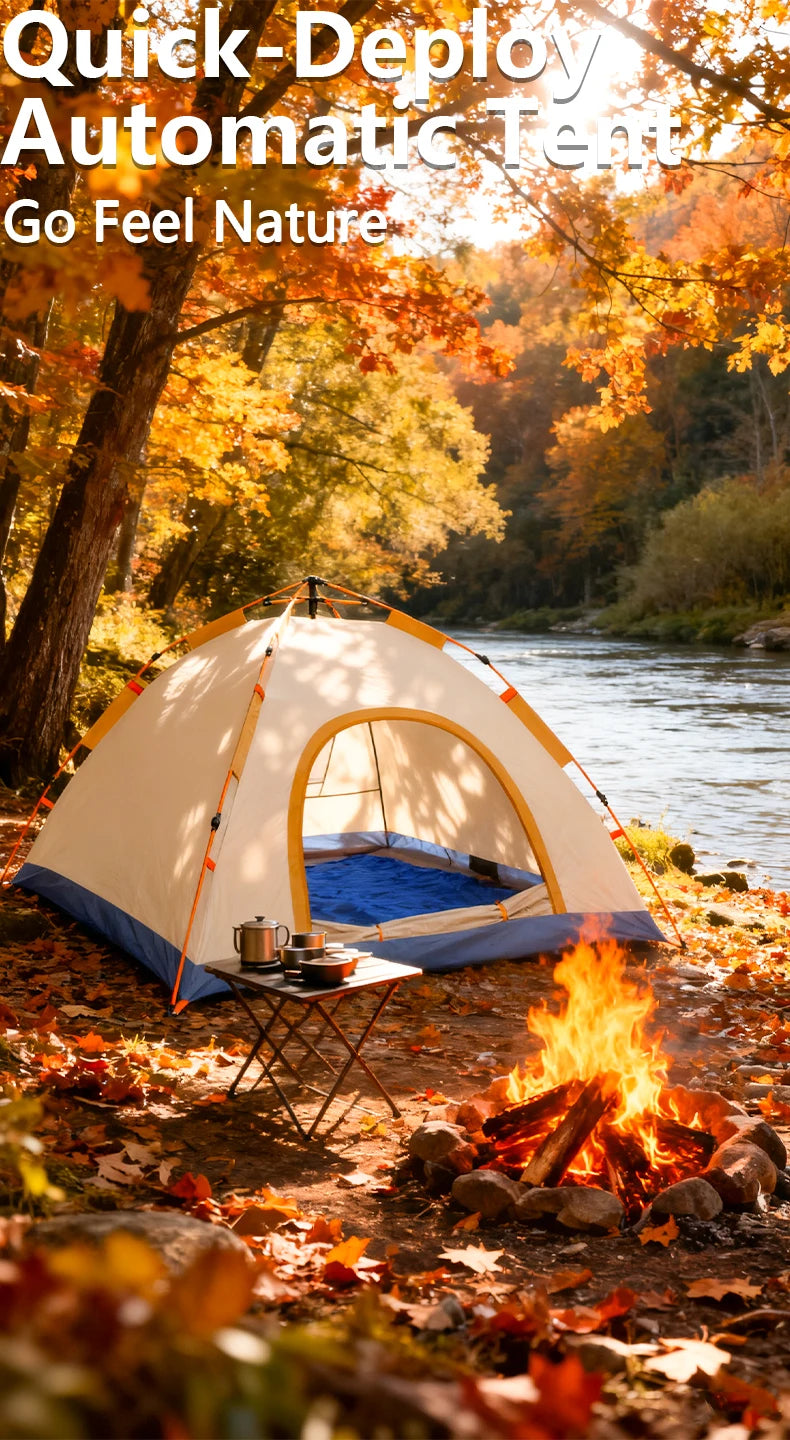 Outdoor Camping Tent Fully Automatic Quick Setup Foldable Double Layer For Overnight Stay