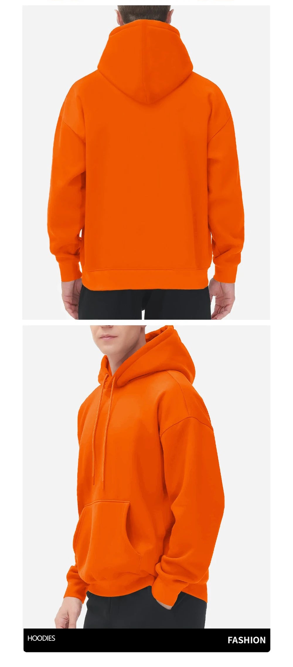 Men's Solid Oversized Fleece Hoodie – Warm Casual Hooded Sweatshirt with Pocket – Autumn/Winter Comfort Fashion Top