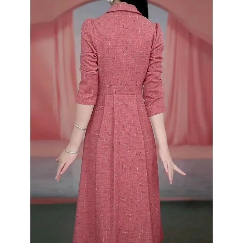 Womens Dress - Korean Style Spring Autumn A-Line Midi