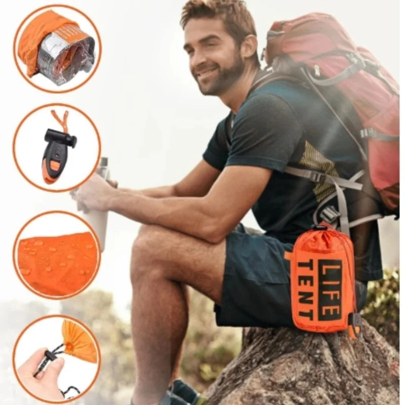 2 Person Emergency Waterproof Camping Travel Tent Portable Outdoor Family Tourist Shelter Gear