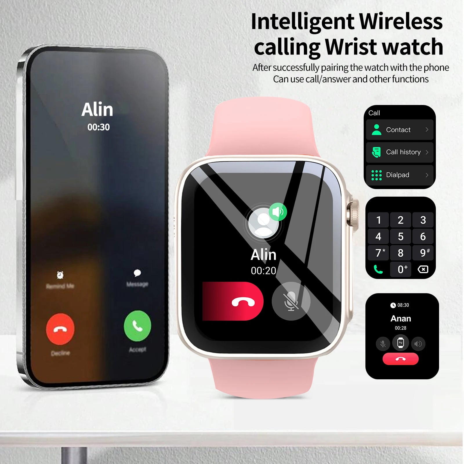 Smart Watch with 2.01'' HD Display – Wireless Calling, Message Notifications, Fitness Tracking, Music Control for Men & Women