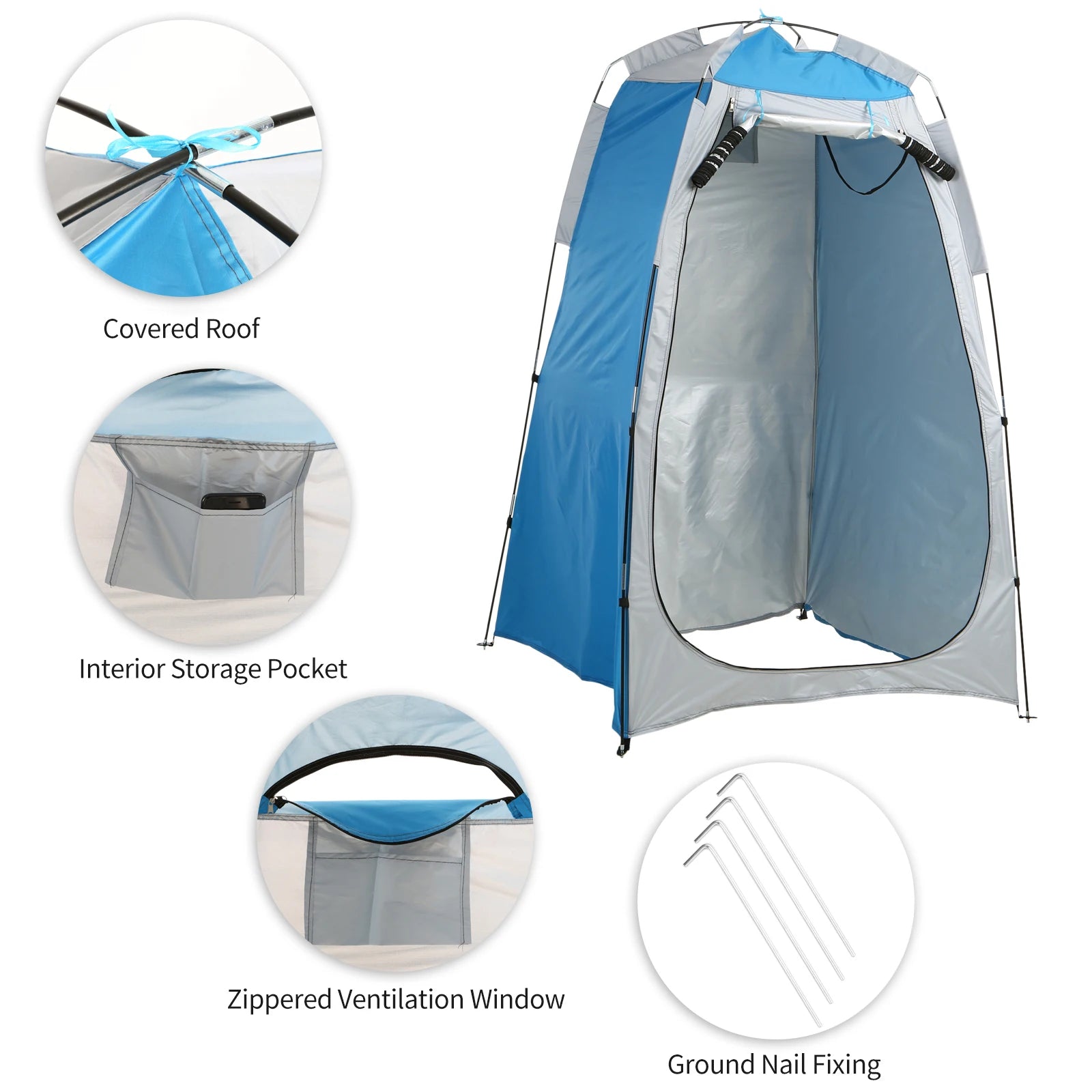 Portable Beach Shower Toilet Changing Privacy Tent With Window Sun Rain Outdoor Camping Shelter