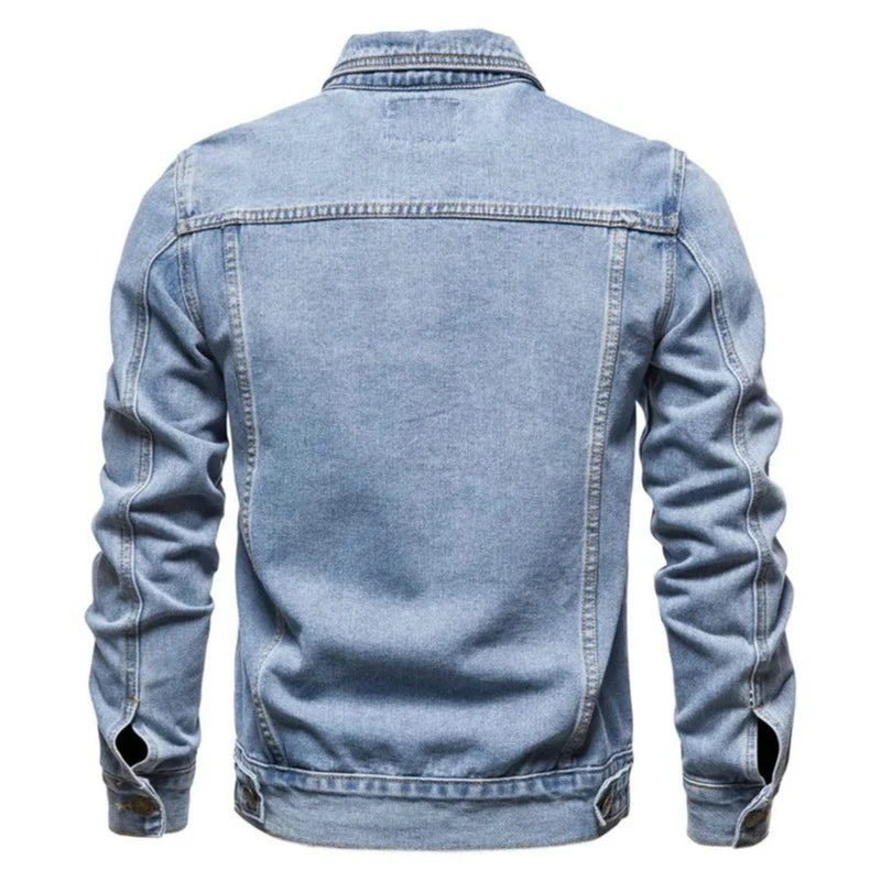 New Autumn Men Casual Workwear Denim Jacket Loose Fit Solid