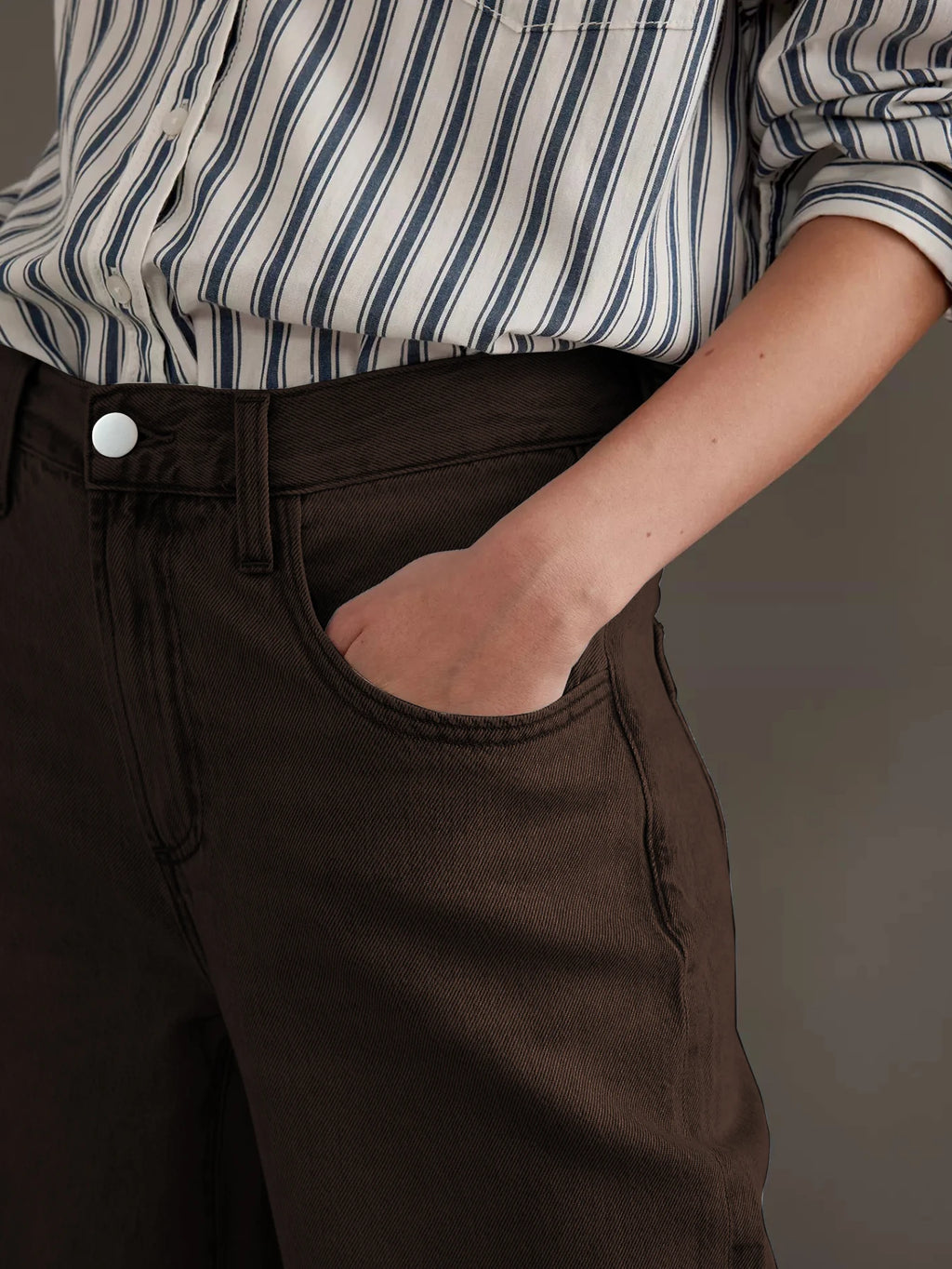 Womens High Waist Washed Vintage Brown Wide Leg Jeans