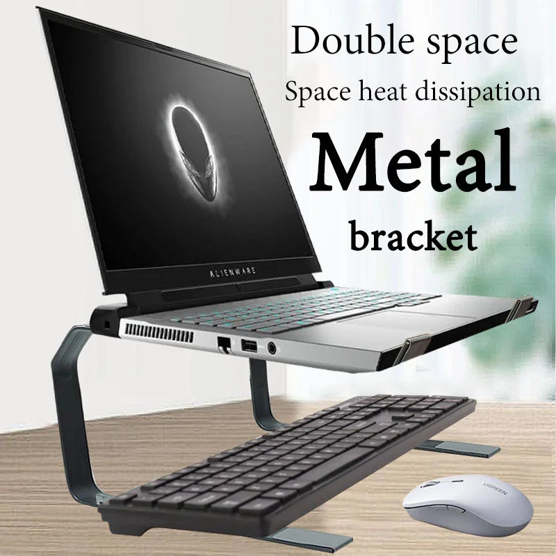 Laptop Stand for Desk Metal Computer Riser Heavy Stable Holder Ergonomic Laptops Elevator for 12-17.3 Inches Notebook Computer - trendingshoping.com