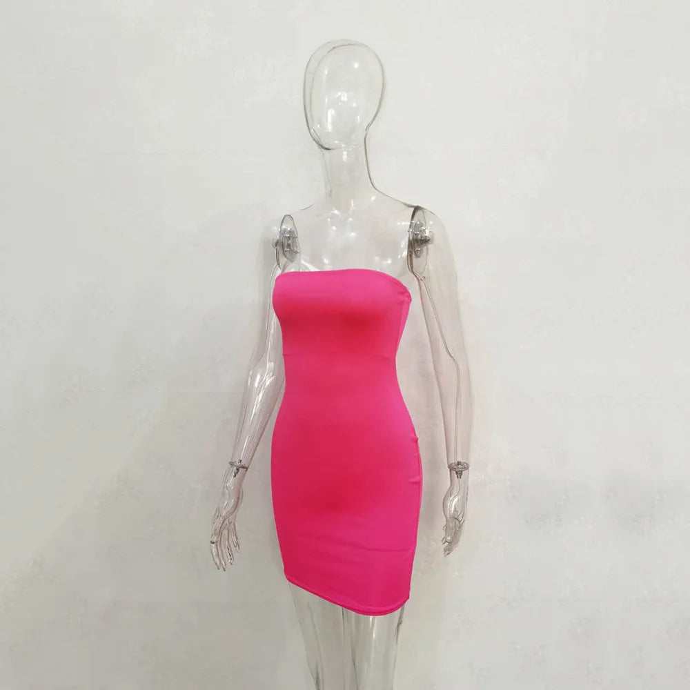 Women Off Shoulder Strapless Bodycon Mini Dress