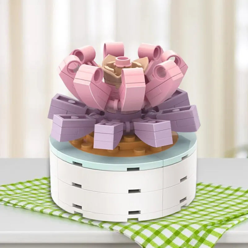 Bouquet Moc Block Flower Succulents Bonsai Potted Building Blocks Romantic Kit Assembly Bricks Toys For Kids Girl Christmas Gift - trendingshoping.com