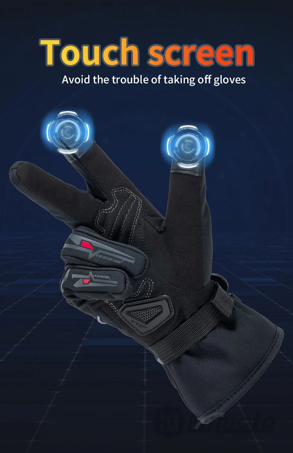 JCAA-Durable Motorcycle Riding Gloves for Men Women,Waterproof,Touchscreen,Anti-Slip,Anti-Fall,Protective,Bike,Moto,Warm Winter