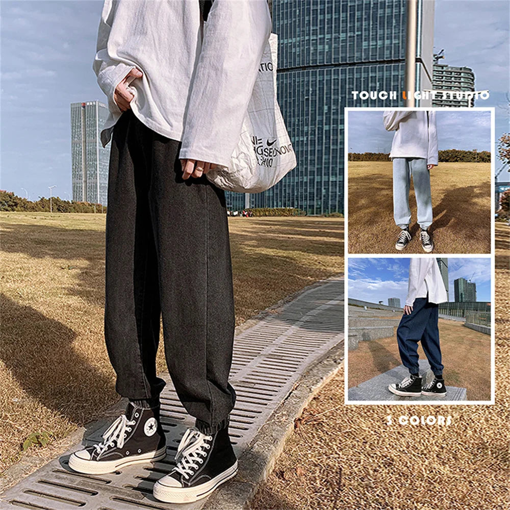 Jeans men Jeans Man Loose Joggers Streetwear Harem Jeans Cargo Pants Ankle-Length Denim Trousers denim pants joggers men - trendingshoping.com