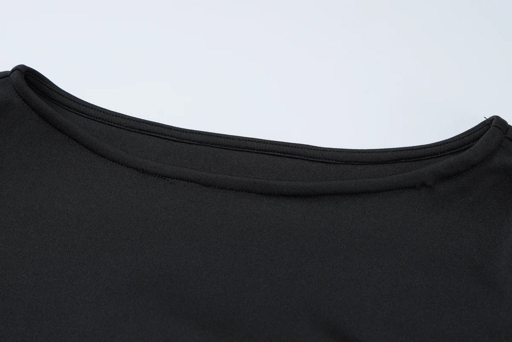 Dulzura Women's Ruffle Patchwork Bodycon Mini Dress - Long Sleeve O-Neck Sexy Party Outfit