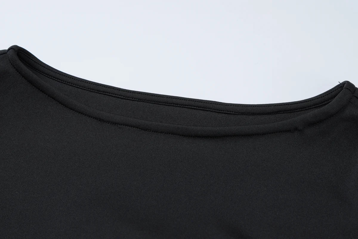 Dulzura Women's Ruffle Patchwork Bodycon Mini Dress - Long Sleeve O-Neck Sexy Party Outfit