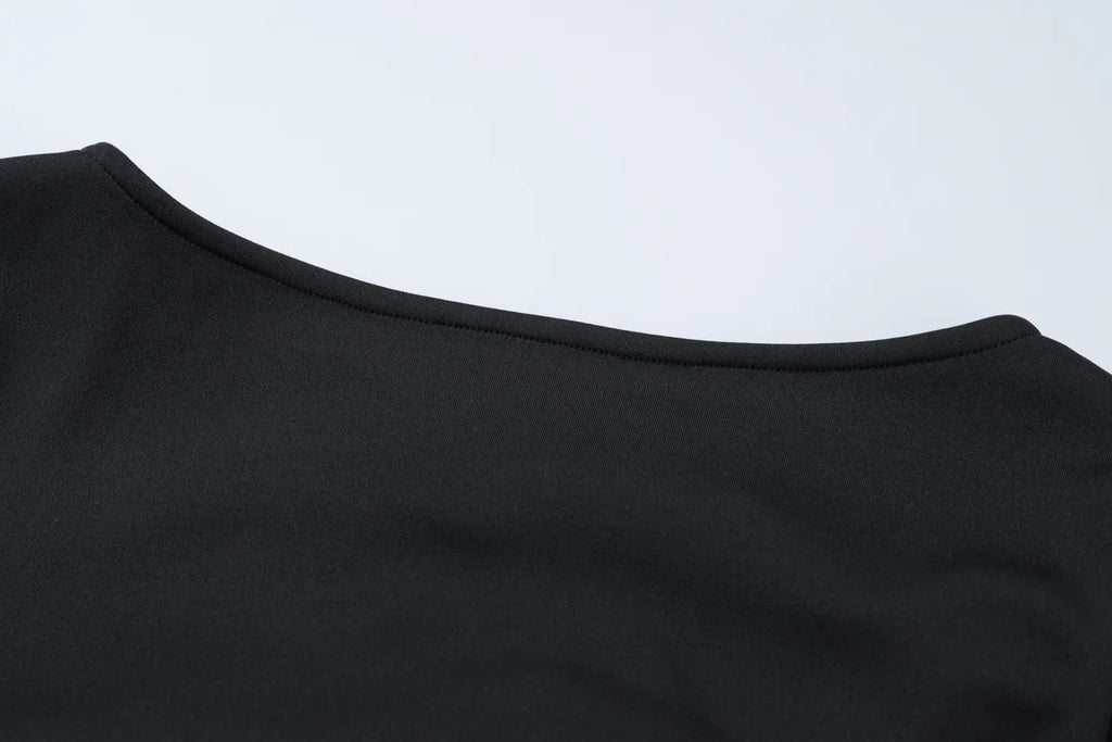 Dulzura Women's Ruffle Patchwork Bodycon Mini Dress - Long Sleeve O-Neck Sexy Party Outfit