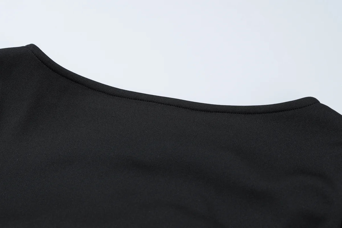 Dulzura Women's Ruffle Patchwork Bodycon Mini Dress - Long Sleeve O-Neck Sexy Party Outfit