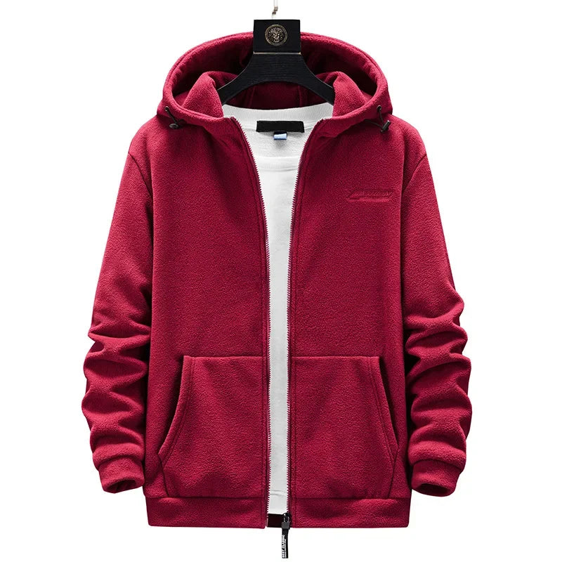 Men’s Heavyweight Fleece Hoodie Thick Lined Full Zip Outdoor Warm Jacket for Winter Unisex