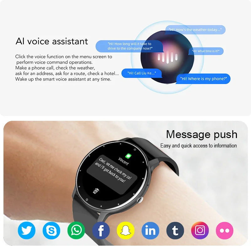 LIGE Smart Watch for Women & Men – Full Touch Screen, Bluetooth 5.2 Call, Waterproof Sports Fitness Tracker IP67 ZL02