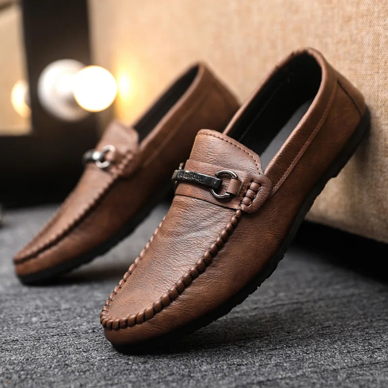 High Quality Leather Men Casual Shoes Comfortable Light Men Loafers Formal Men Dress Shoes Breathable Slip on Men Driving Shoes