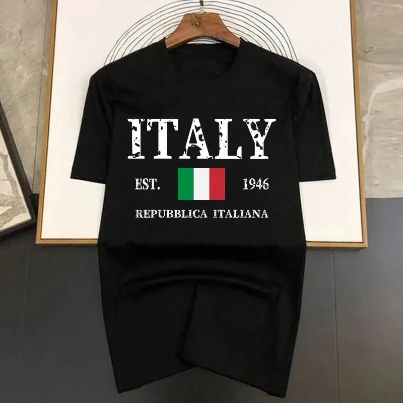 Letter Italy Mens Hip Hop T-shirts  New Summer Funny Multicolor Printed Cotton Breathable Tees Tops Man Fashion Tshirt