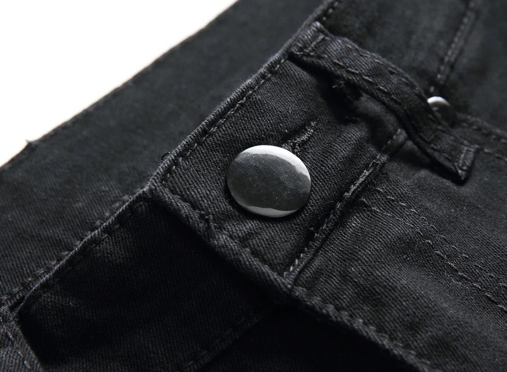 Jeans For Men Fashion Ripped Biker Skinny Denim Trousers High Street Slim Jogging Pants Homme