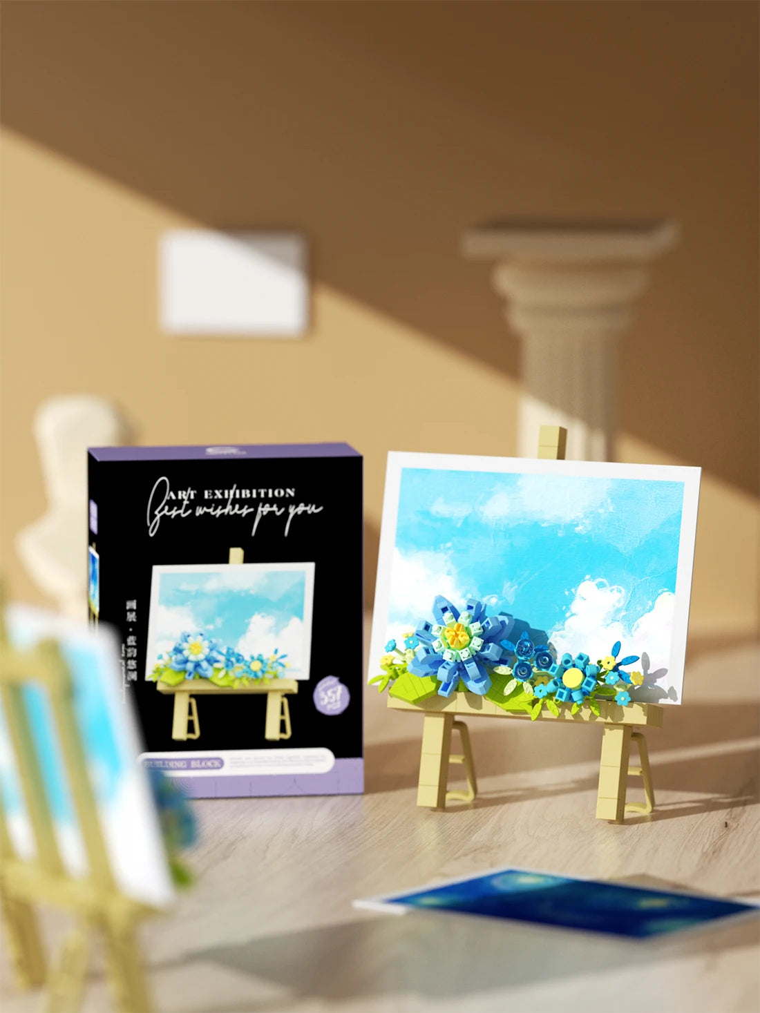 Mini Flower Painting Shelf Building Block Sets With Wooden Easel Educational Toys DIY Home Decor Mother's Day Gifts