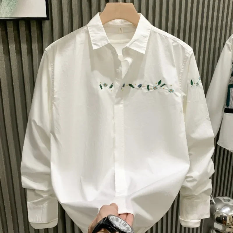 Men’s Hawaiian Printed Long Sleeve Button-Up Shirt