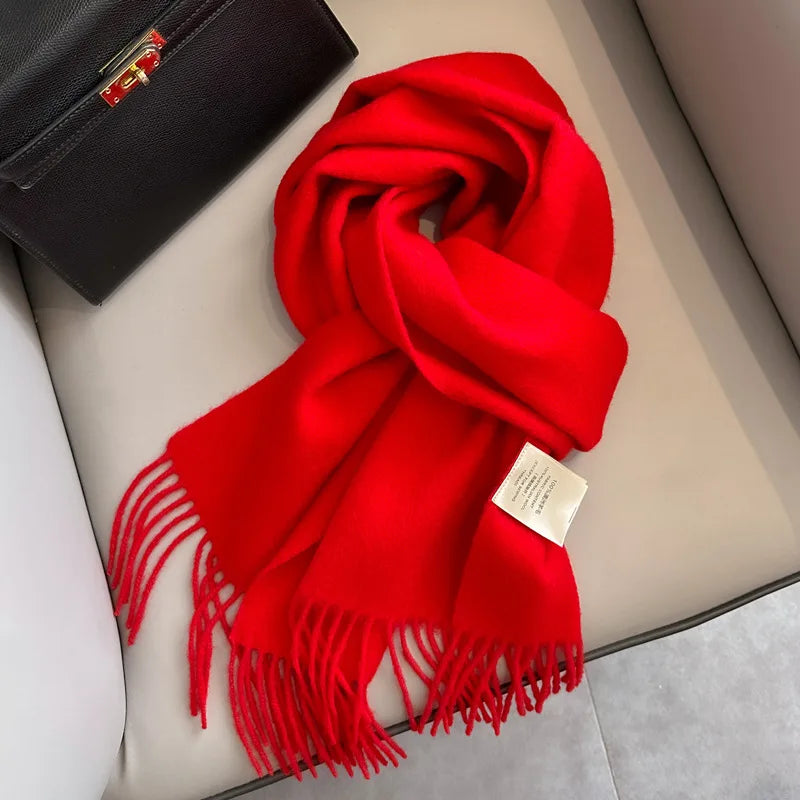 Winter Narrow Scarf 28 Color 100% Wool Scarf Hot Selling Solid Color Scarf Men's and Women's Universal Warm and Cold proof Scarf - trendingshoping.com