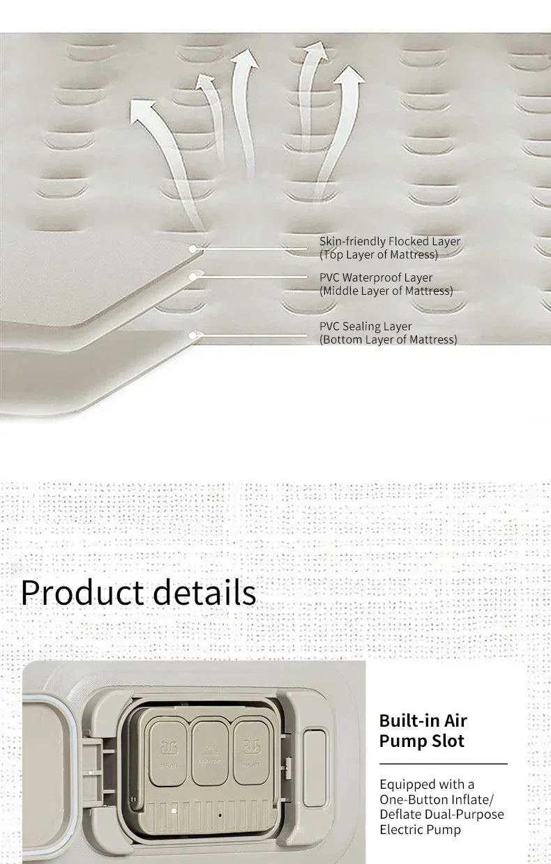 New Air Mattress Built-in Pump Self-inflating Mat Cushion Outdoor Tent Inflatable Bed Double sleeping Pad For Camping or Indoor - trendingshoping.com