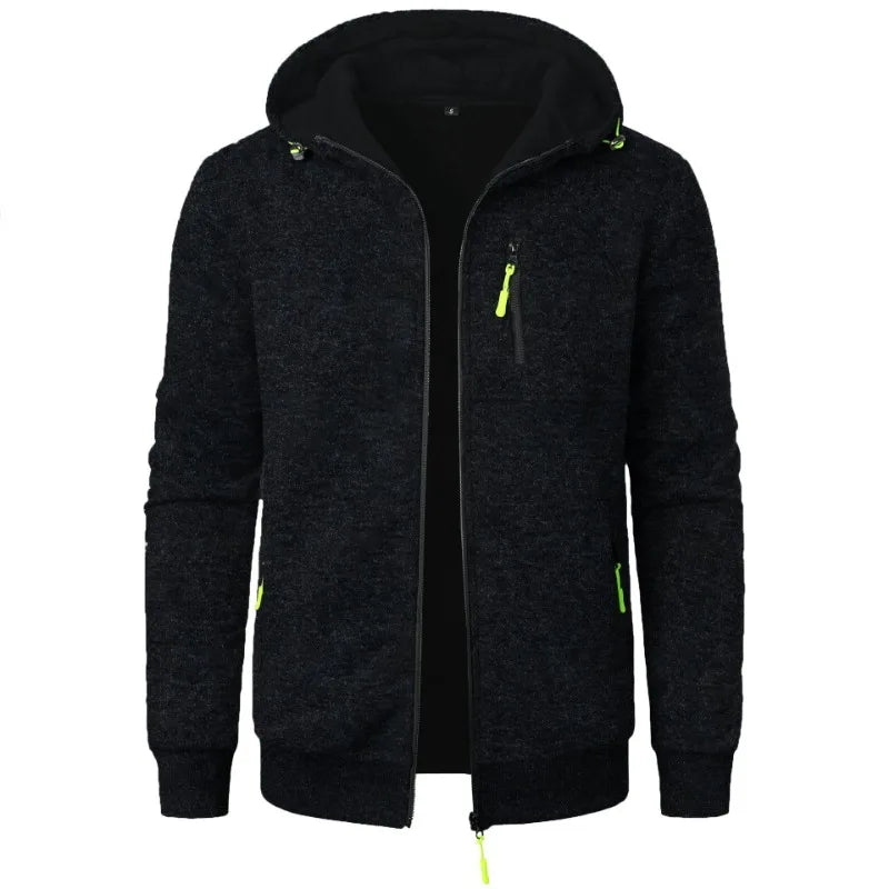 Men Long Sleeve Hooded Zipper Sweatshirt Oversized Winter Coat