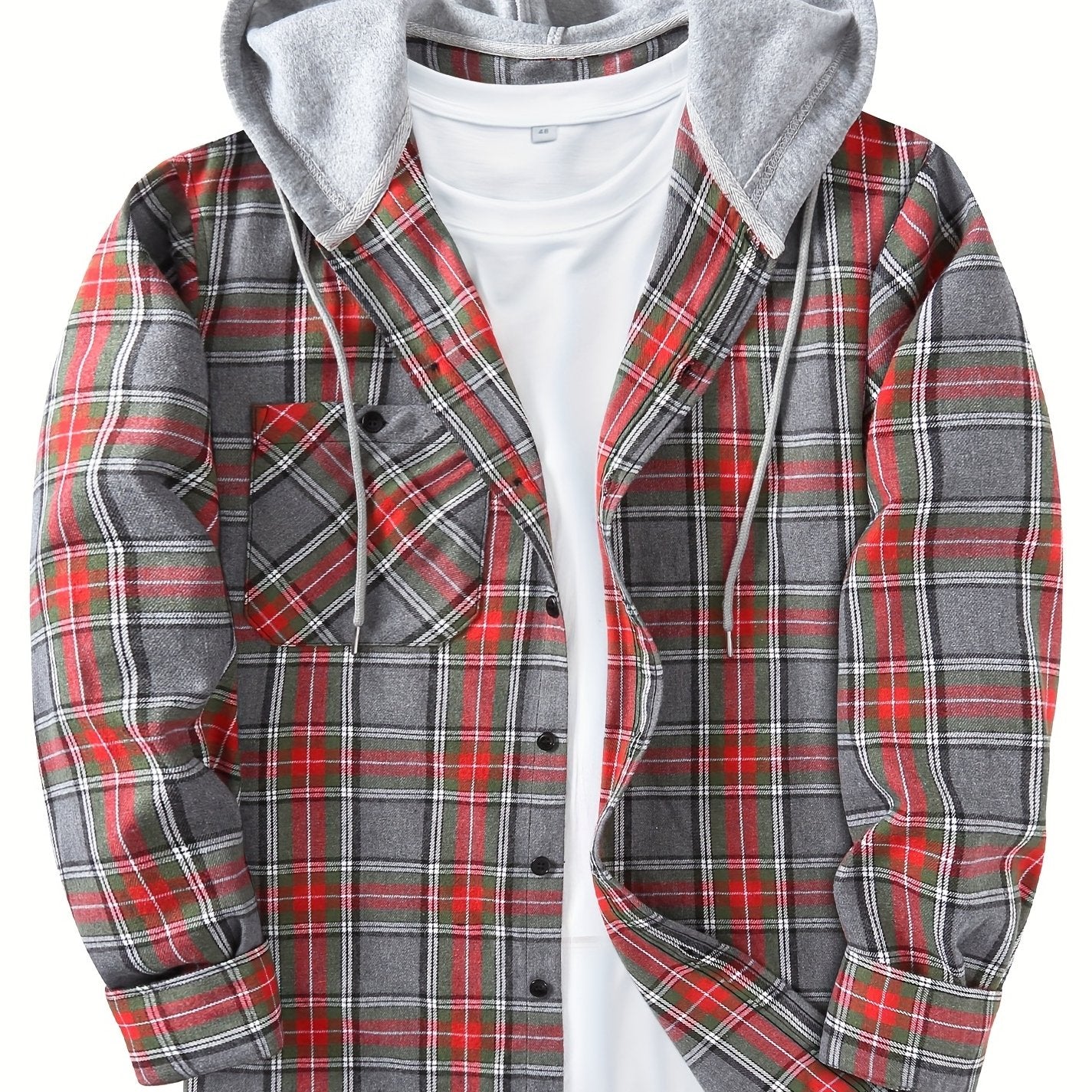 Mens Hooded Flannel Plaid Shirt - Stylish & Comfortable Casual Wear - Drawstring Hood, Button Up, Multiple Colors - Perfect for Spring & Summer - Lightweight, Breathable Fabric for Everyday Style