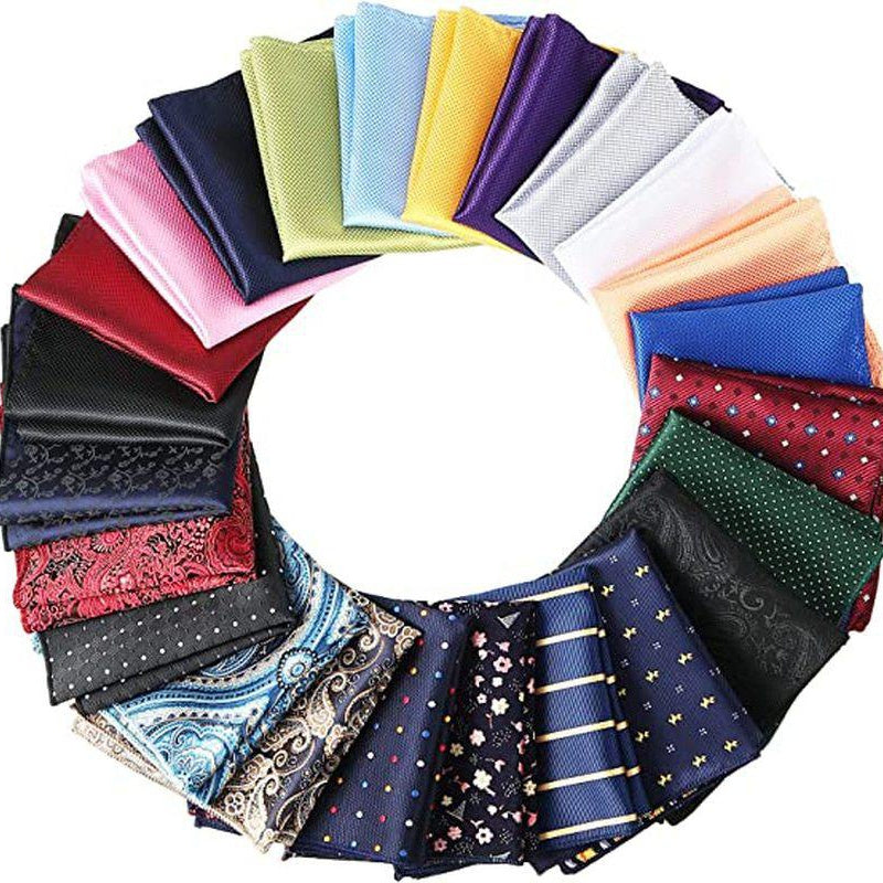 24 Pieces Soft Colored Mens Pocket Squares Assorted Handkerchiefs for Wedding Party, Ideal Choice for Gifts