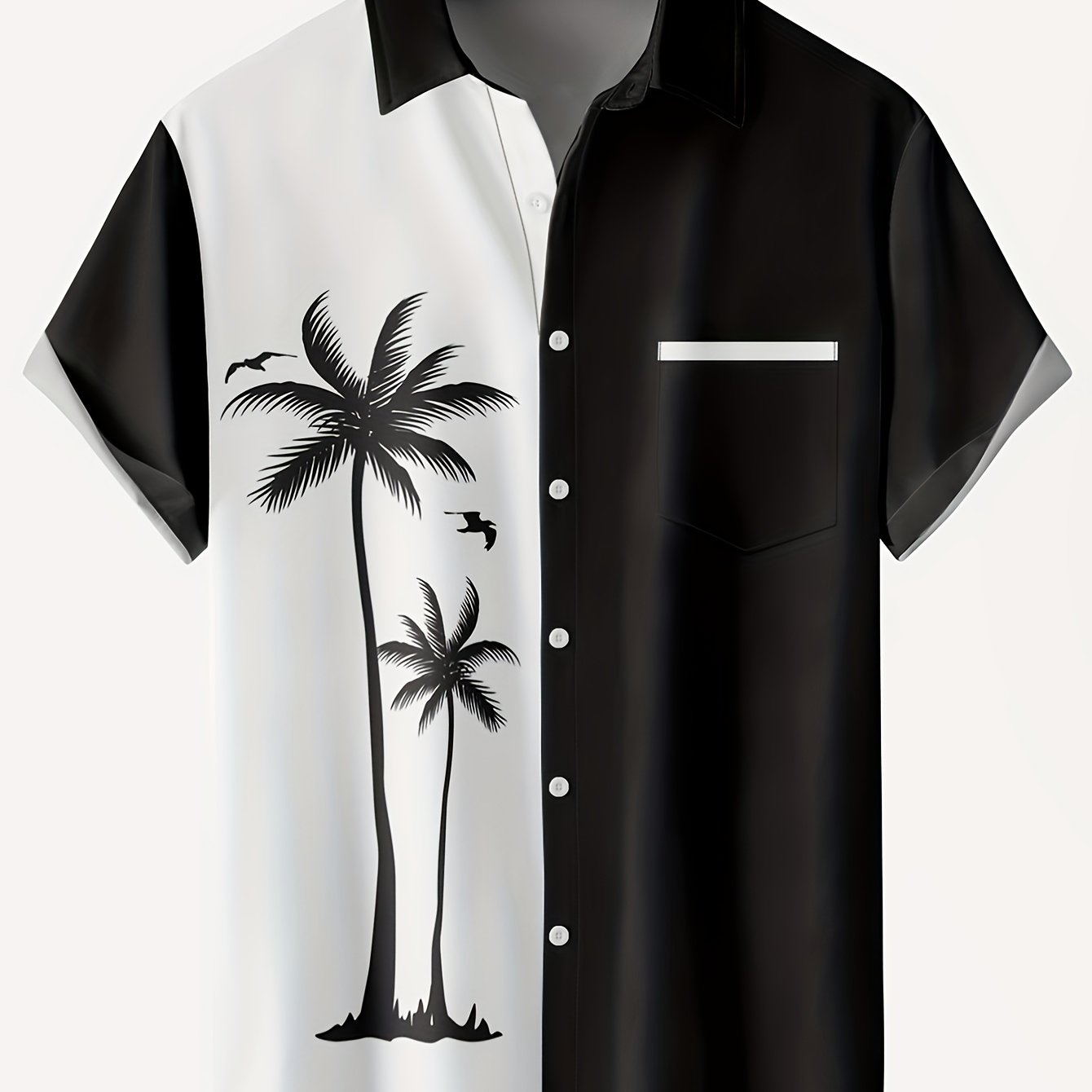 Men's Plus Size Hawaiian Shirt - Coconut Tree Print, Ultra-Loose & Comfortable, Ideal for Big & Tall Gentlemen