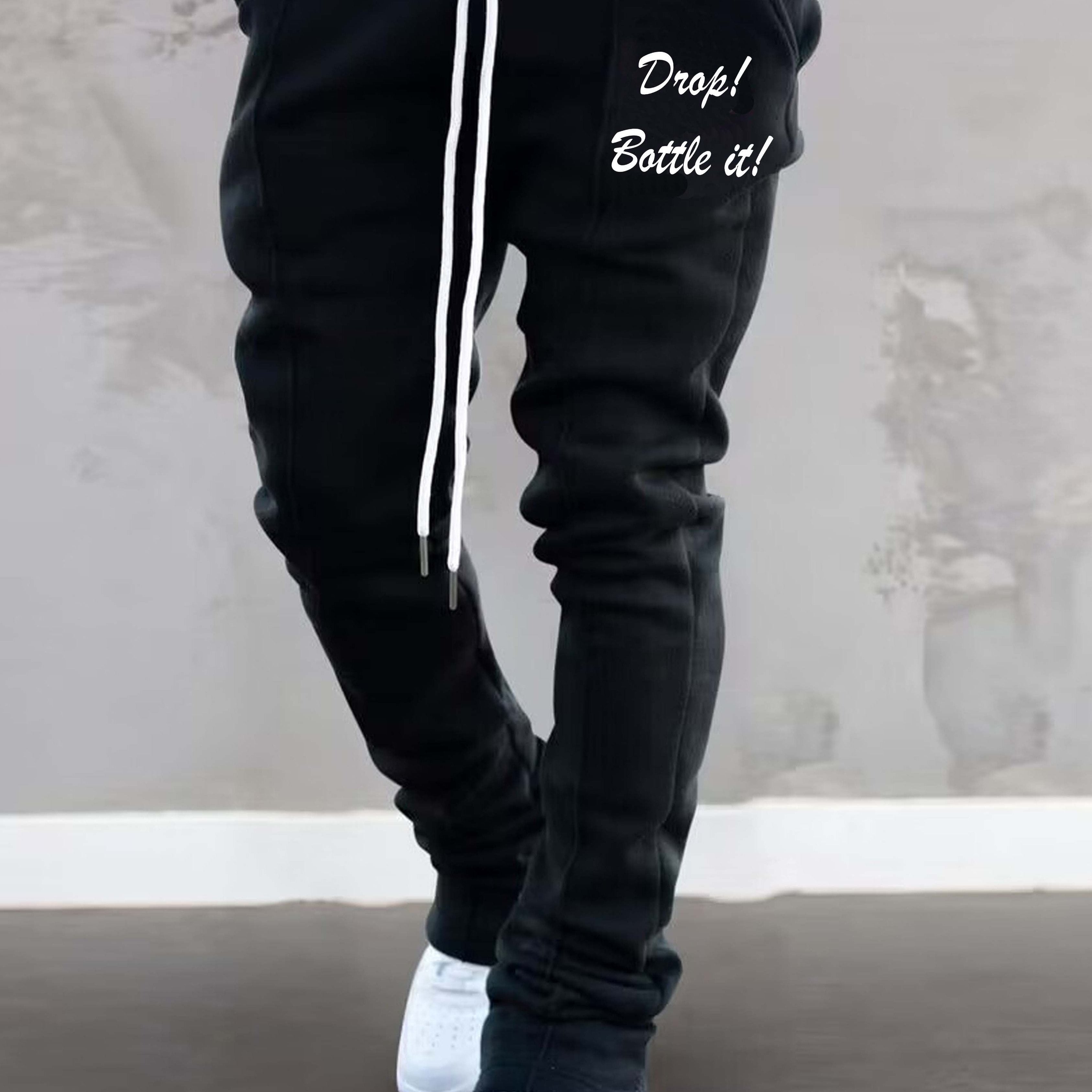 Men's OFF Graphic Flared Sweatpants - Hip-Hop Style, Comfort Fit, Elastic Waist & Drawstring, Casual Spring & Summer Wear