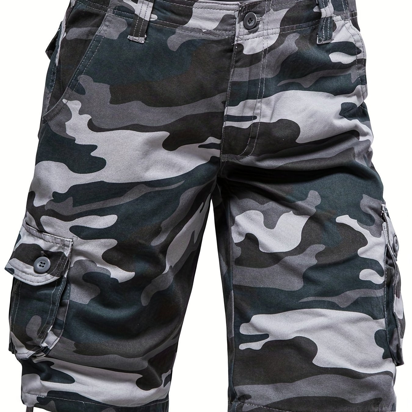 Men's Camo Cargo Shorts - Loose Fit, Comfortable Summer Shorts with Multiple Pockets, Woven Cotton Casual Pants