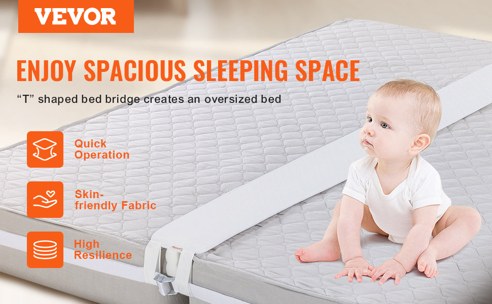 SucceBuy Bed Bridge Mattress Connector for Adjustable Bed Mattress Gap Filler with Heavy Duty Metal Buckle Strap 25D Memory Foam - trendingshoping.com