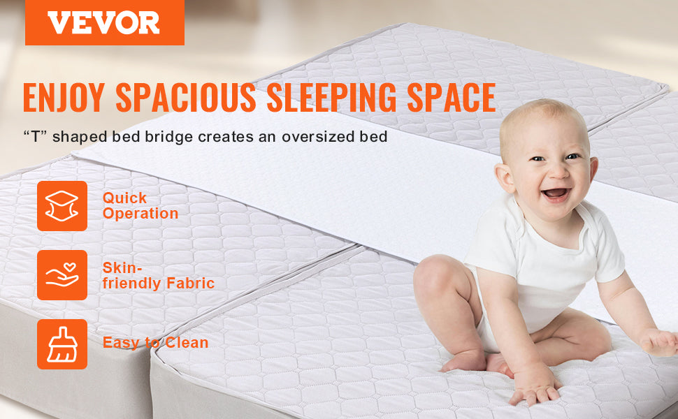 SucceBuy Bed Bridge Mattress Connector for Adjustable Bed Mattress Gap Filler with Heavy Duty Metal Buckle Strap 25D Memory Foam - trendingshoping.com