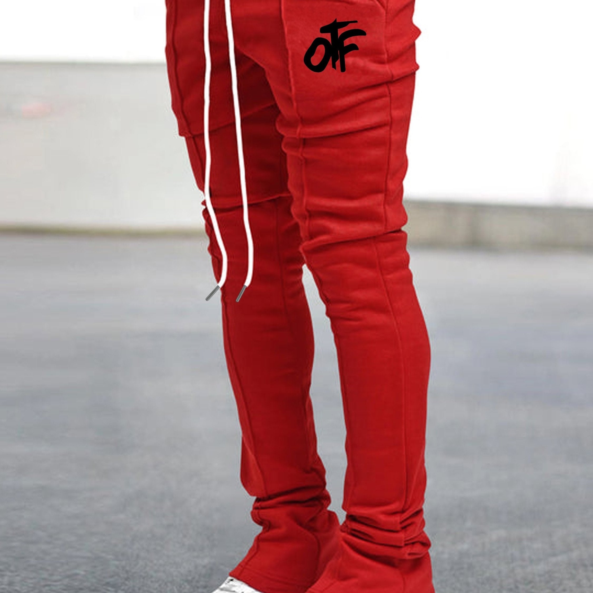 Men's OFF Graphic Flared Sweatpants - Hip-Hop Style, Comfort Fit, Elastic Waist & Drawstring, Casual Spring & Summer Wear