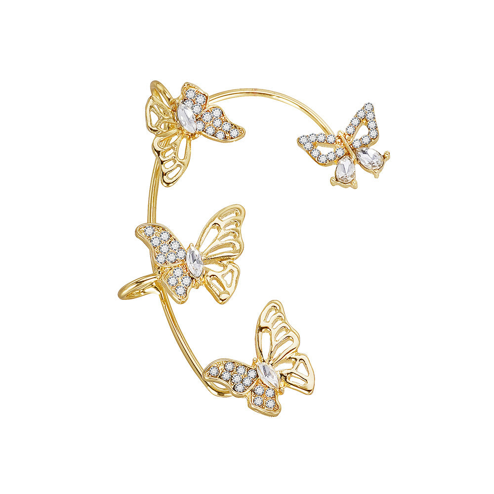 Women’s Butterfly Ear Cuffs – Non-Piercing Ear Hooks with Synthetic Gemstones for Parties & Everyday Wear
