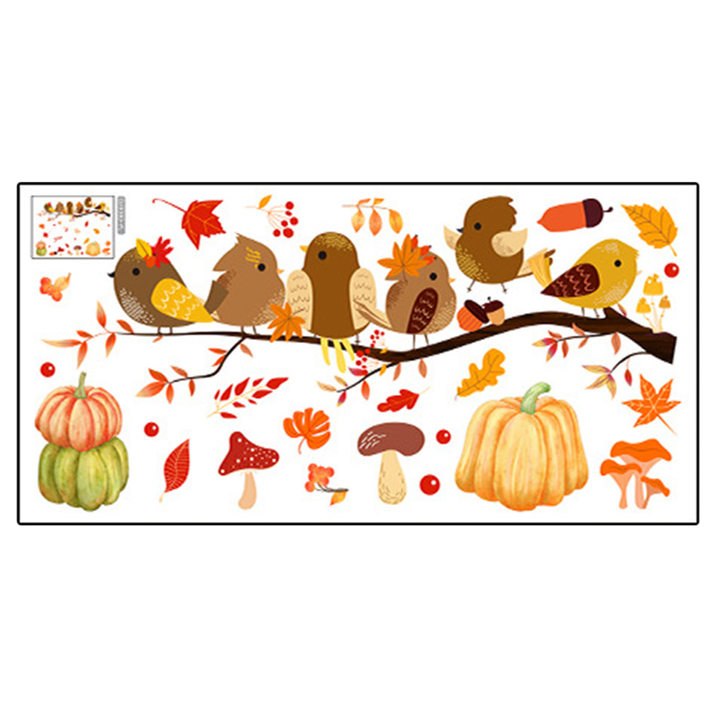 Autumn Fall Window Cling Thanksgiving Static Stickers Removable Party Supplies Harvest Festival Decor Electrostatic Wall