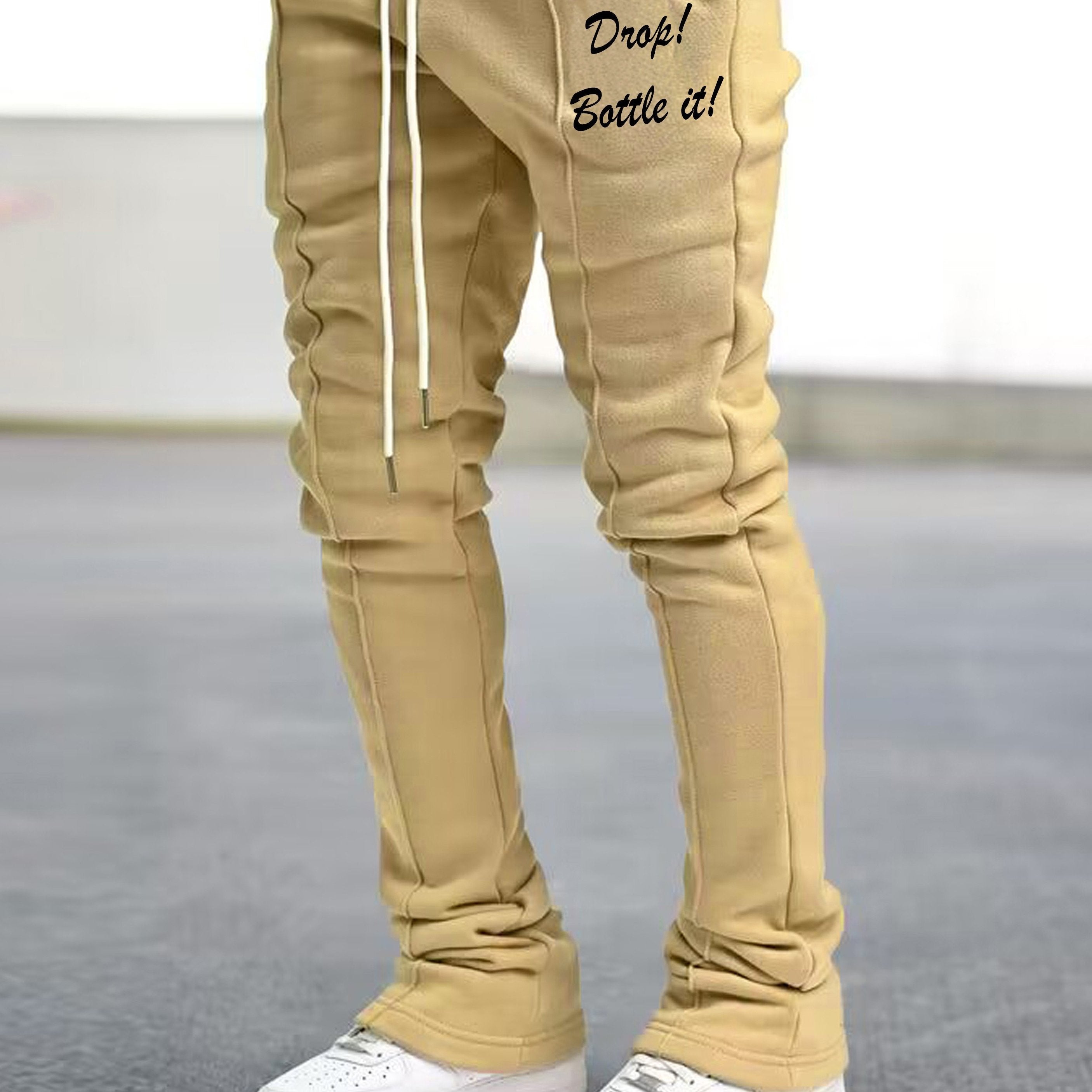 Men's OFF Graphic Flared Sweatpants - Hip-Hop Style, Comfort Fit, Elastic Waist & Drawstring, Casual Spring & Summer Wear