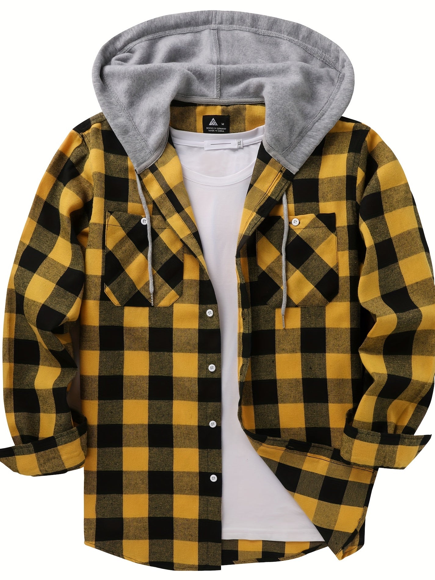 Mens Hooded Flannel Plaid Shirt - Stylish & Comfortable Casual Wear - Drawstring Hood, Button Up, Multiple Colors - Perfect for Spring & Summer - Lightweight, Breathable Fabric for Everyday Style
