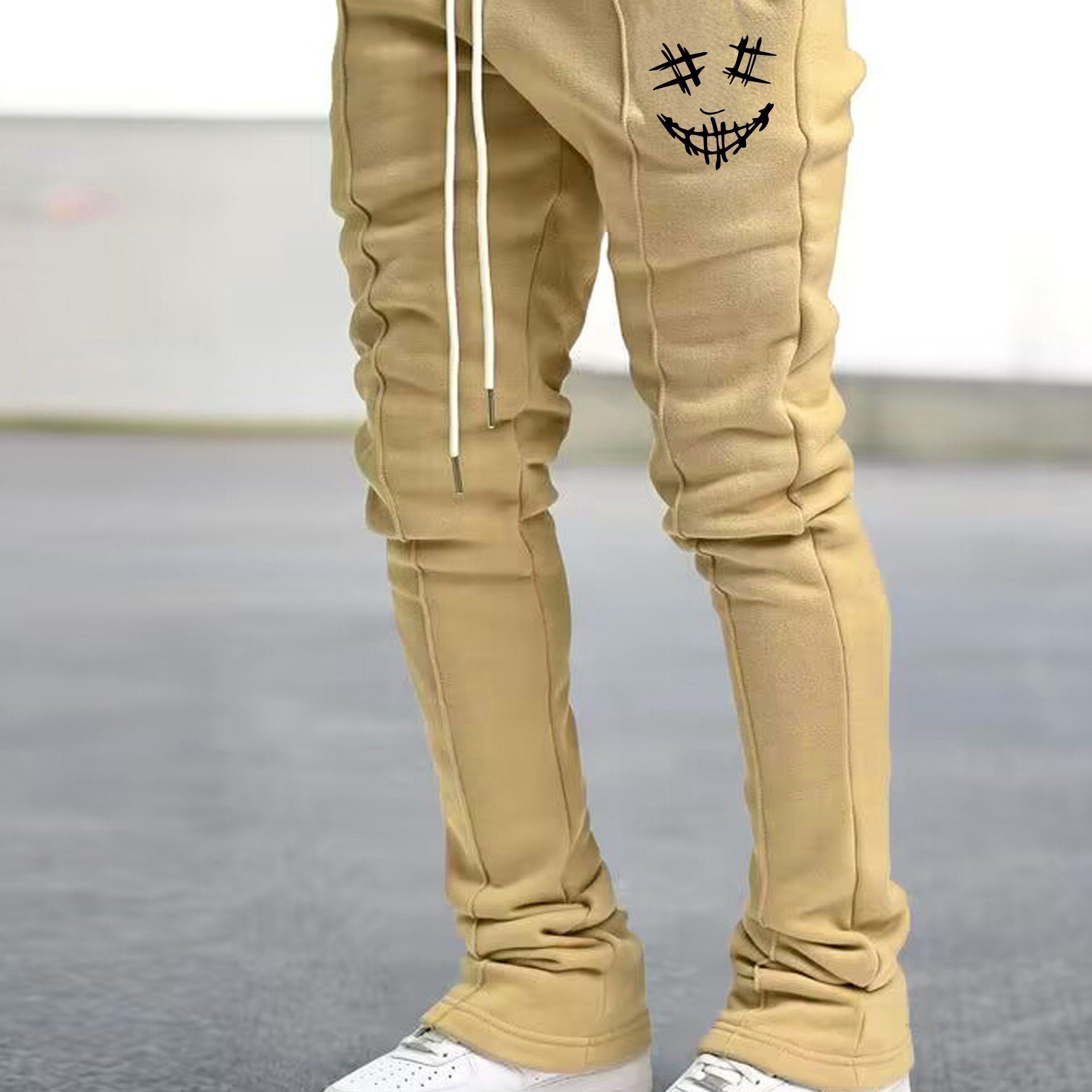 Mens Fashionable Flared Pants - Slim Fit, Adjustable Drawstring, Trend-Driven Style for Comfortable Everyday Wear