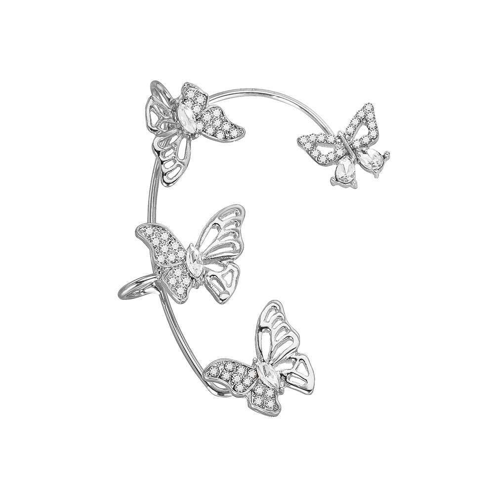 Women’s Butterfly Ear Cuffs – Non-Piercing Ear Hooks with Synthetic Gemstones for Parties & Everyday Wear