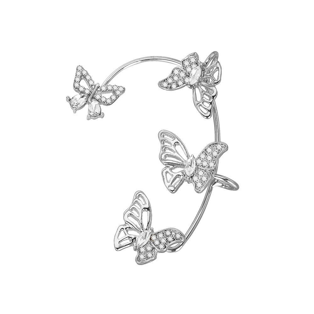 Women’s Butterfly Ear Cuffs – Non-Piercing Ear Hooks with Synthetic Gemstones for Parties & Everyday Wear